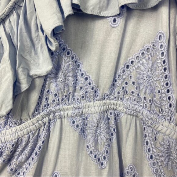 Revolve Aijek Maria Flutter Sleeve Mini Dress Blue Size 10 / 12 Ruffle Bohemian - Picture 8 of 10